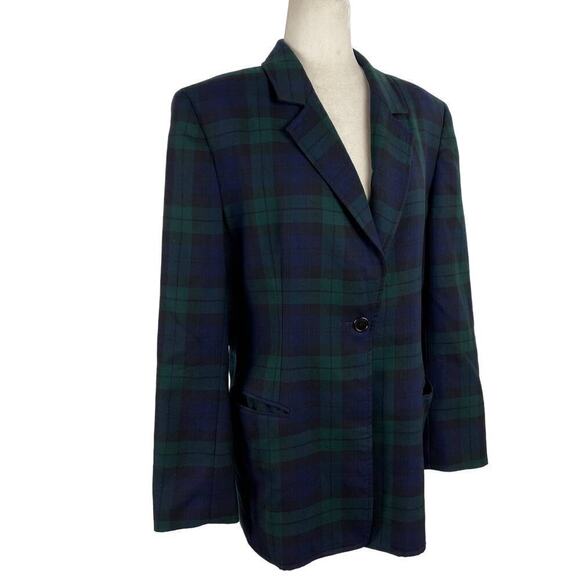 Brooks Brothers Tartan Plaid Green Black Watch Single Breasted Wool Blazer SZ 14 - Picture 16 of 16
